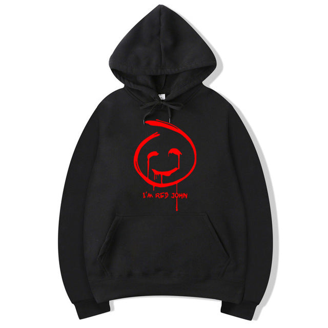 Vsenfo Red John Mentalist Sweatshirt Funny Graphic Printed Red John Smiley Face Patch Hoodies Unisex Pullover Autumn Winter Warm