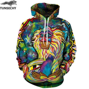 TUNSECHY New Fashion Hoodies Sweatshirts Men/Women 3D Sweatshirts Print Golden Lightning Lion Hooded Hoody Tracksuits Tops